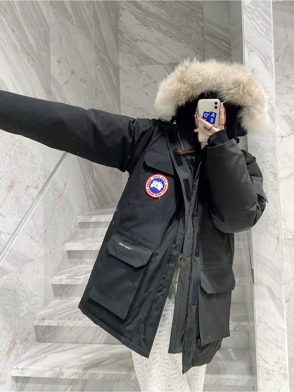 Canada Goose Black Parka with Fur-Trim Hood